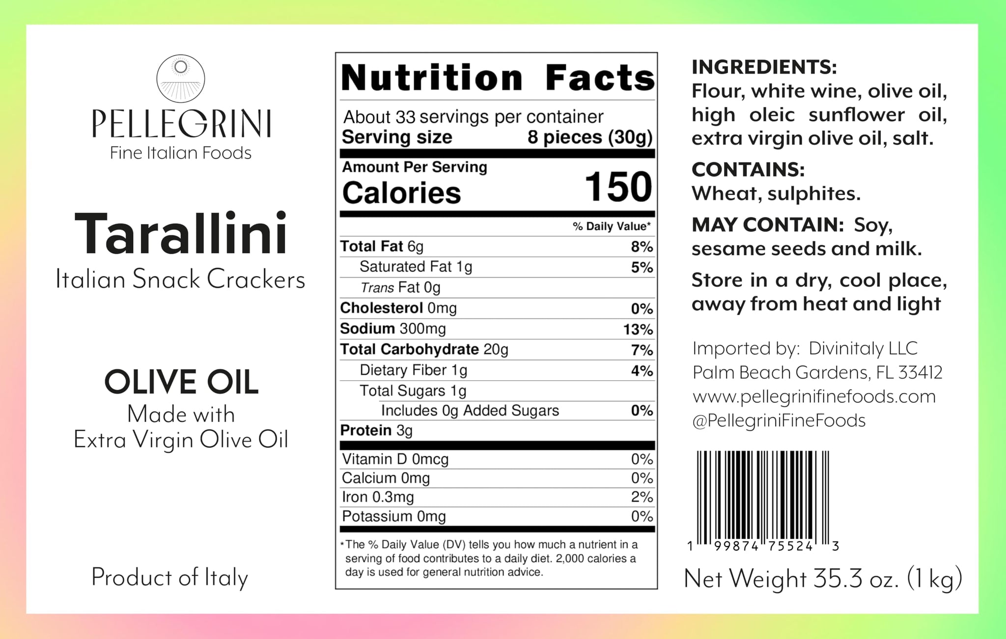 Tarallini Italian Snack Crackers - Family-Size Freshness-Saving Bucket - All Natural, Oven Baked Crunchy Crackers made with Clean Ingredients like