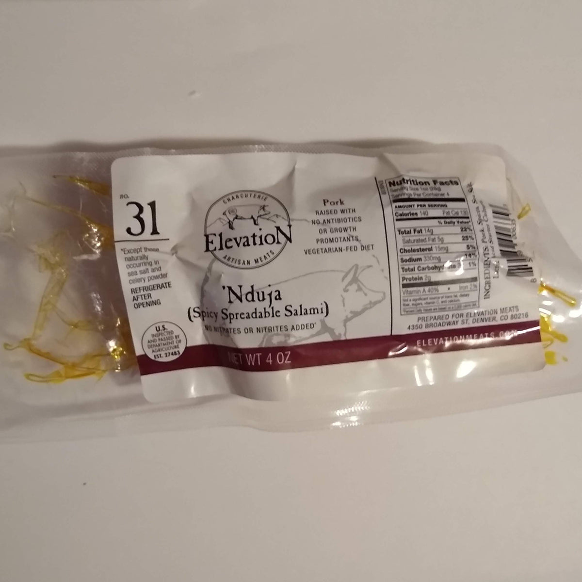 Elevation Artisan Meats, 'Nduja, 4.5 oz