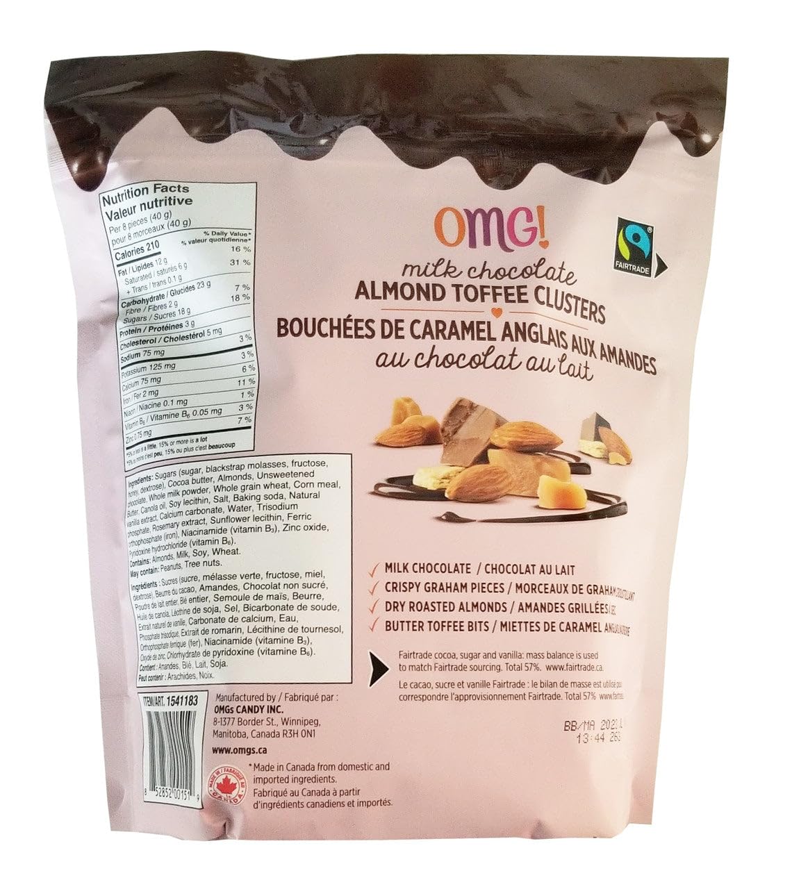OMG! Milk Chocolate Almond Toffee Clusters, 680g/24 oz