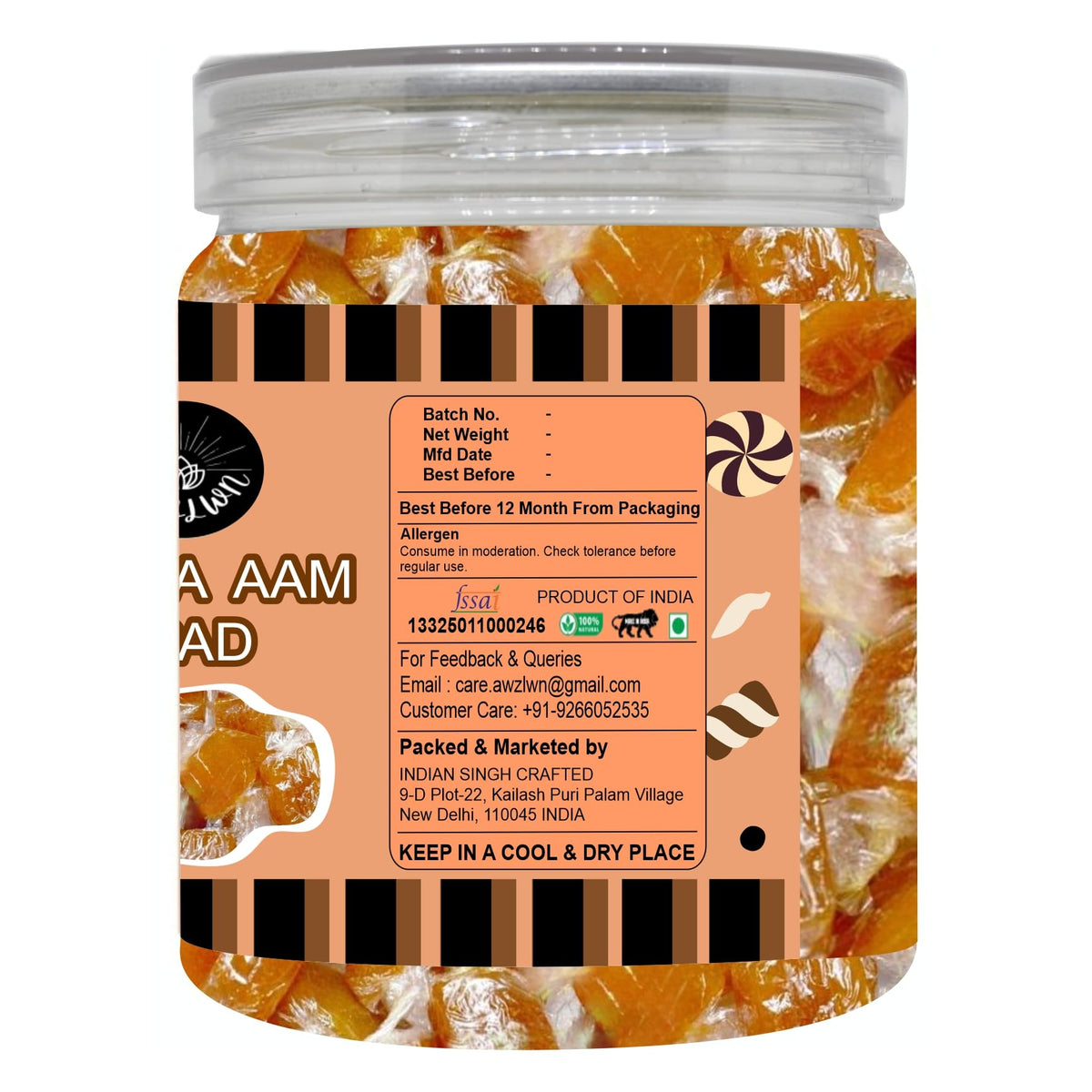 Awzlwn Indian Taste Candy (10.58 OZ / 300 GM, Meetha Aam Papad)