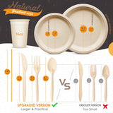 Gezond 350pcs Compostable Paper Plates Set Eco-friendly Heavy-duty Disposable Paper Plates Cutlery Includes Eco-friendly Plate, Forks, Knives, Spoons