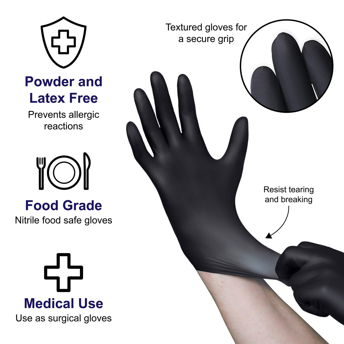 VGUARD A19A31 Nitrile Gloves Disposable Gloves - 1 Box 100CT 7mil Small Black Powder Free Nitrile Gloves Box, 1.7 pounds, 100.0 Count