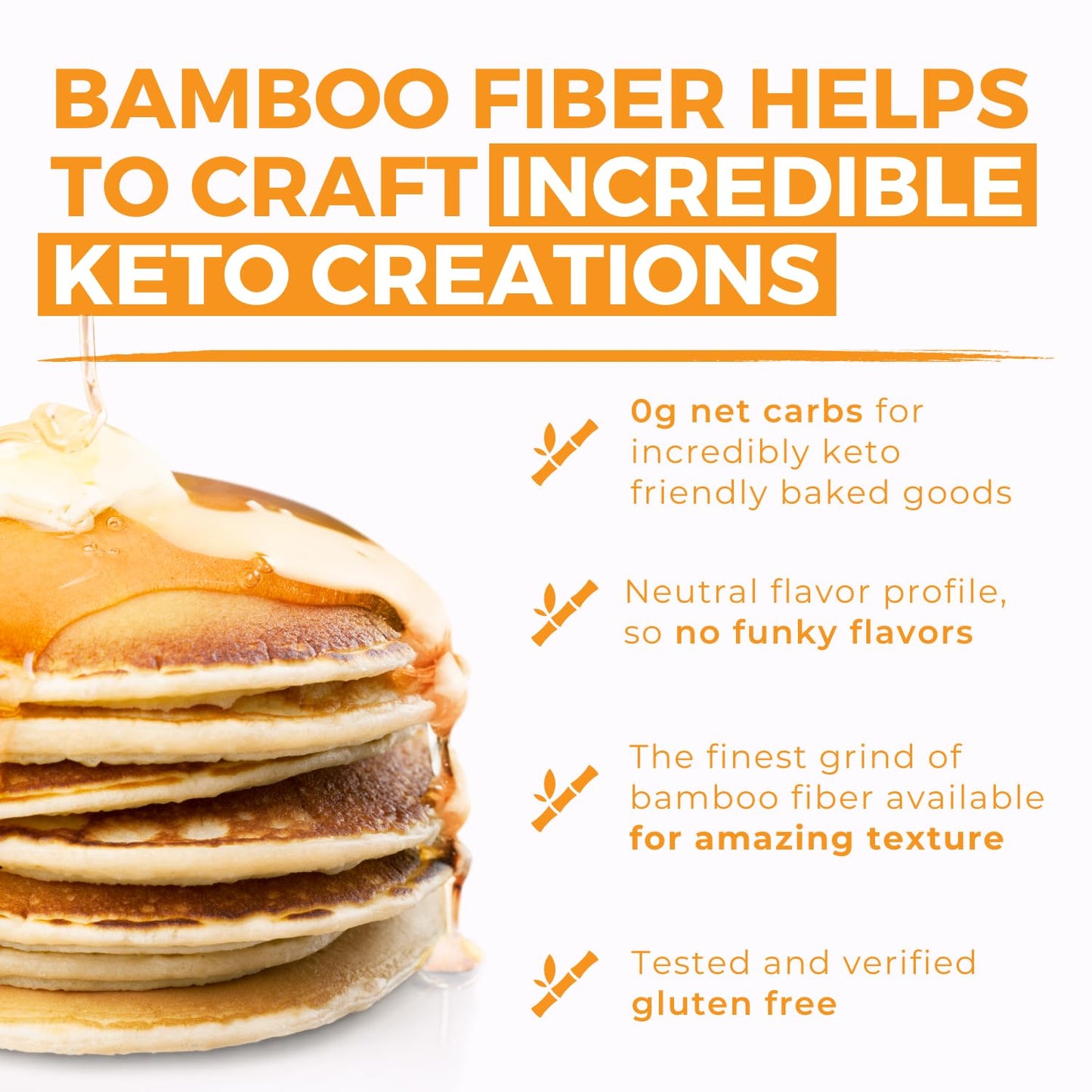 Bamboo Fiber (1.5 lb) 0g Net Carbs, Keto Fiber for Keto and Low Carb Baking, Improves Texture of Keto Baking, Keto-Friendly, Verified Gluten Free