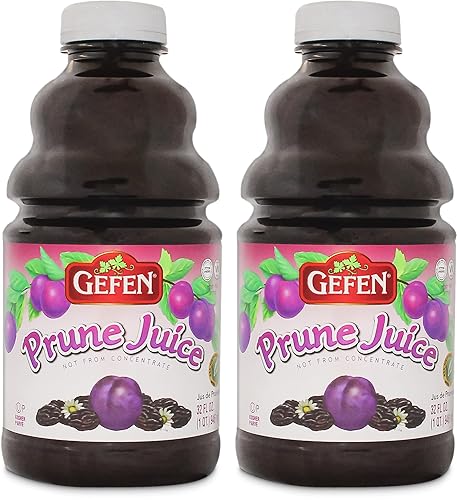 Gefen All Natural Prune Juice 32oz (2 Pack) Not from Concentrate | Kosher (Including Passover)