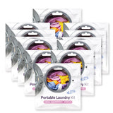 Portable Laundry Kit - Travel Clothes Cleaning Essentials with Liquid Detergent, Stain Remover Wipe, Dryer Sheet & Laundry Bag - Bulk Supply