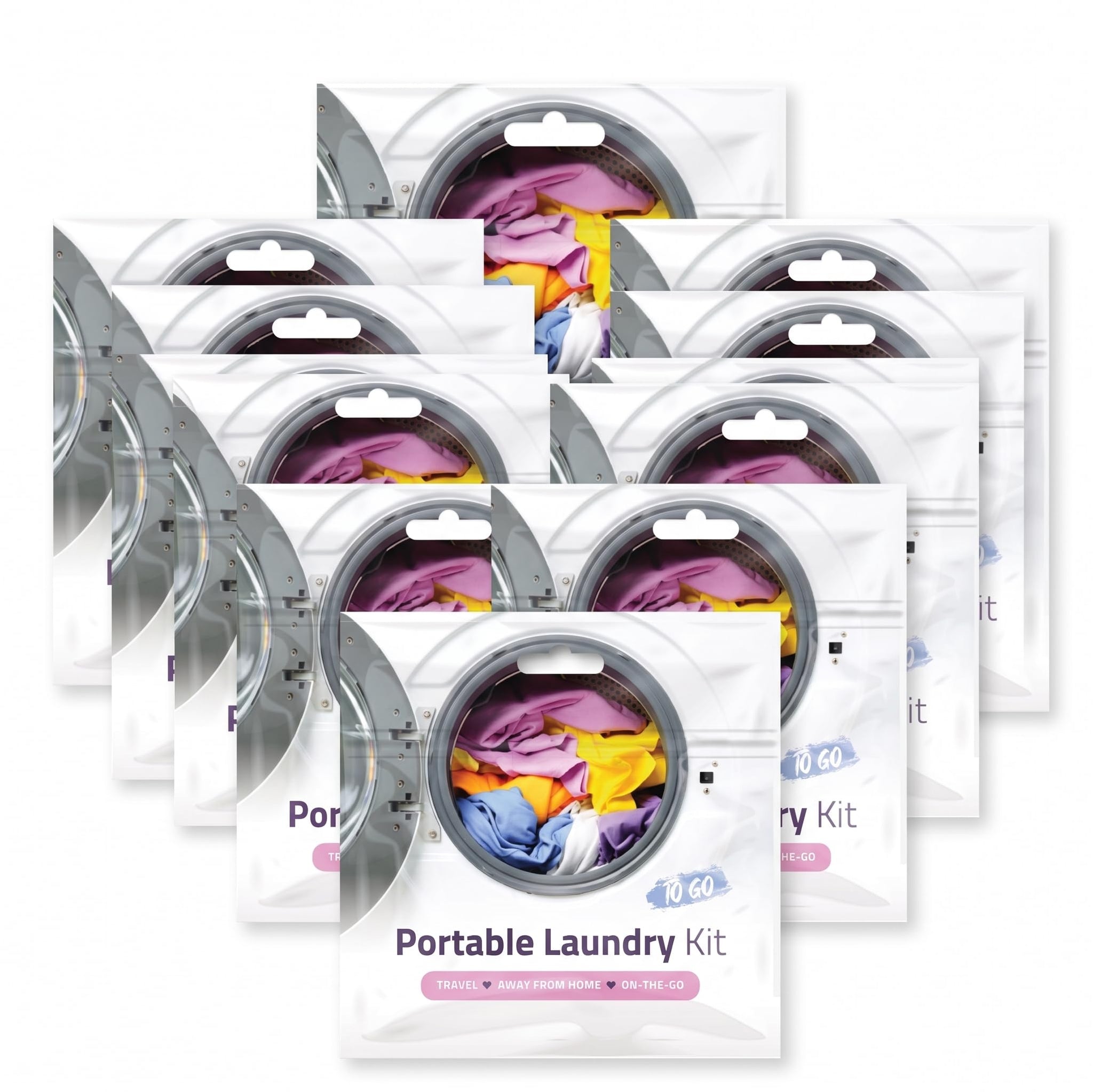 Portable Laundry Kit - Travel Clothes Cleaning Essentials with Liquid Detergent, Stain Remover Wipe, Dryer Sheet & Laundry Bag - Bulk Supply