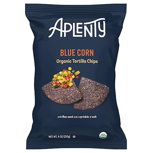 Amazon Brand, Aplenty Organic Blue Corn Tortilla Chips, 9 Oz