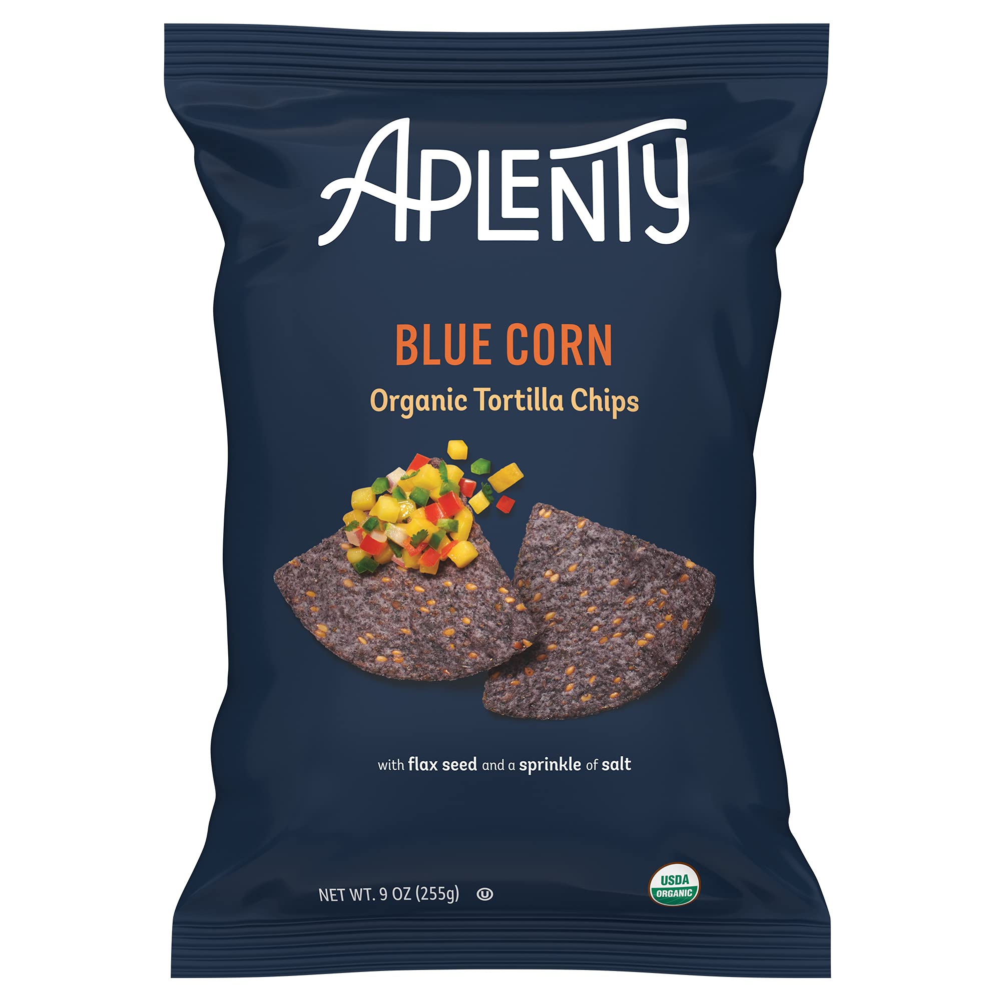 Amazon Brand, Aplenty Organic Blue Corn Tortilla Chips, 9 Oz