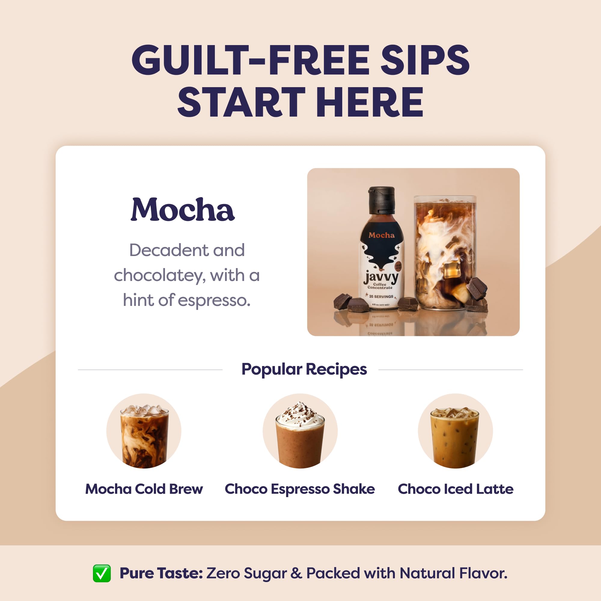 Javvy Cold Brew Coffee Concentrate Instant Coffee, Smooth Arabica Iced Coffee & Espresso Concentrate, 35 Servings, Mocha, 1 Pack
