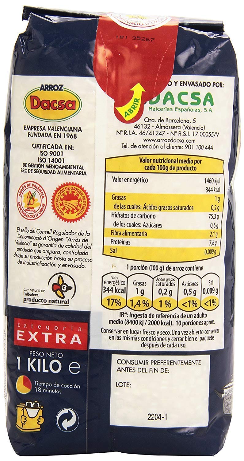 Arroz Rice Dacsa Round Rice D.O. Valencia - 2 bags of 2.2 LBs