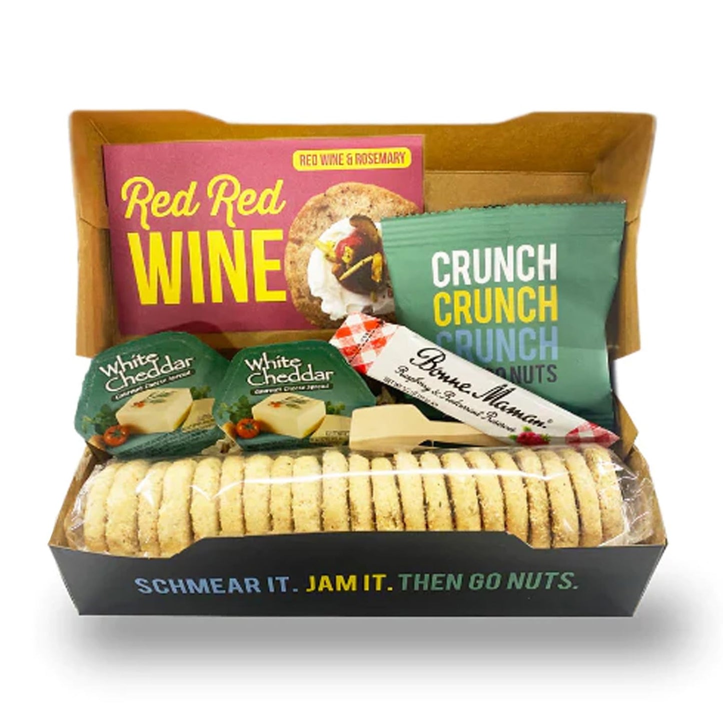 Crackerology Red Wine & Rosemary Gourmet Artisan Snack Kits, 20 Count Crackers Plus Toppings, Easy & Simple Ready-to-Eat, Appetizer For Charcuterie