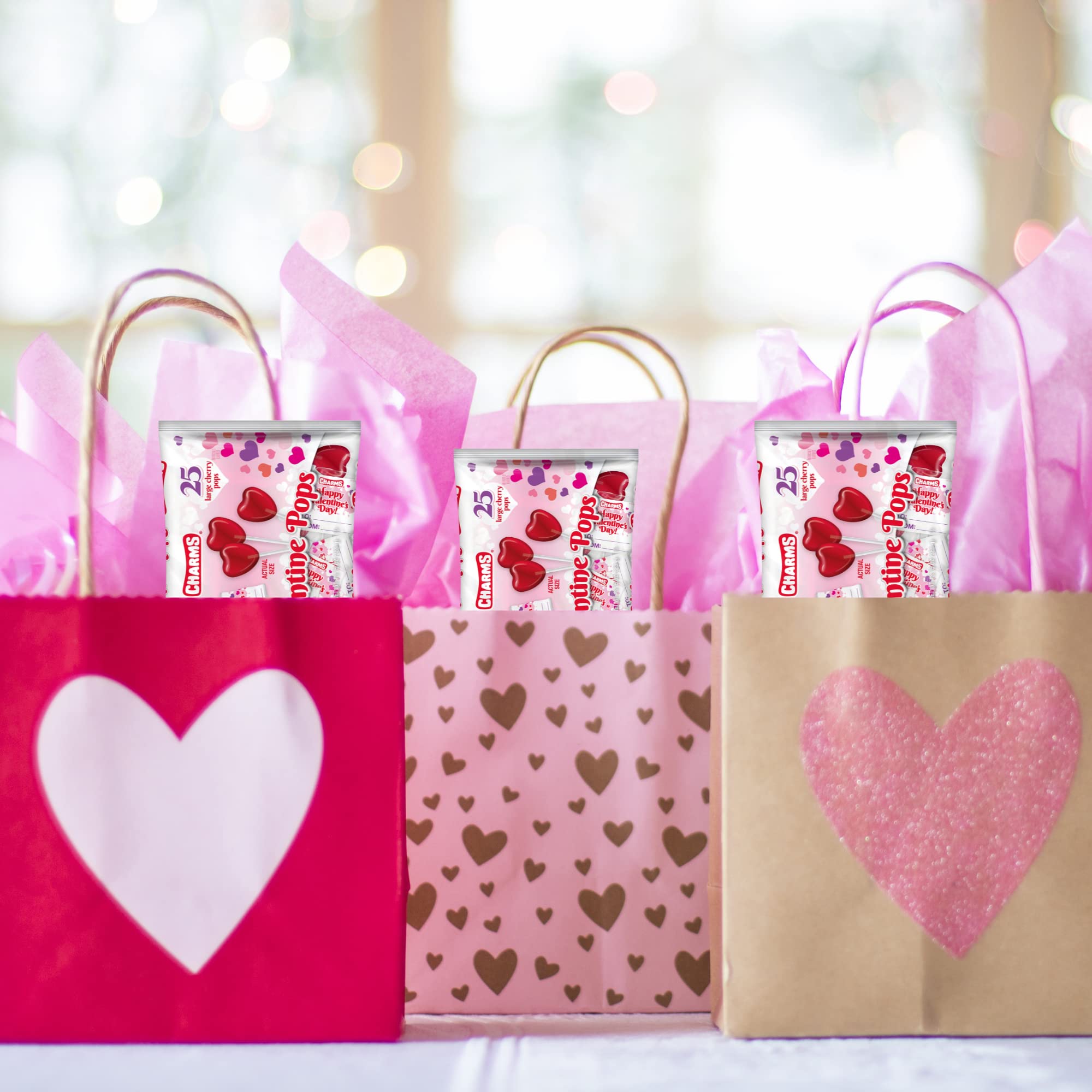 Heart Shaped Valentine Lollipops, Individually Wrapped Bulk Candies For Classroom Exchanges, Themed Party Candy, 25 Count Bag