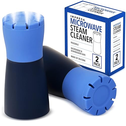 IMPRESA 2 Pack Blue Microwave Steam Cleaner for Quick and Effortless Cleaning - Microwave Cleaning Device with Vinegar and Water for Grime and Odor