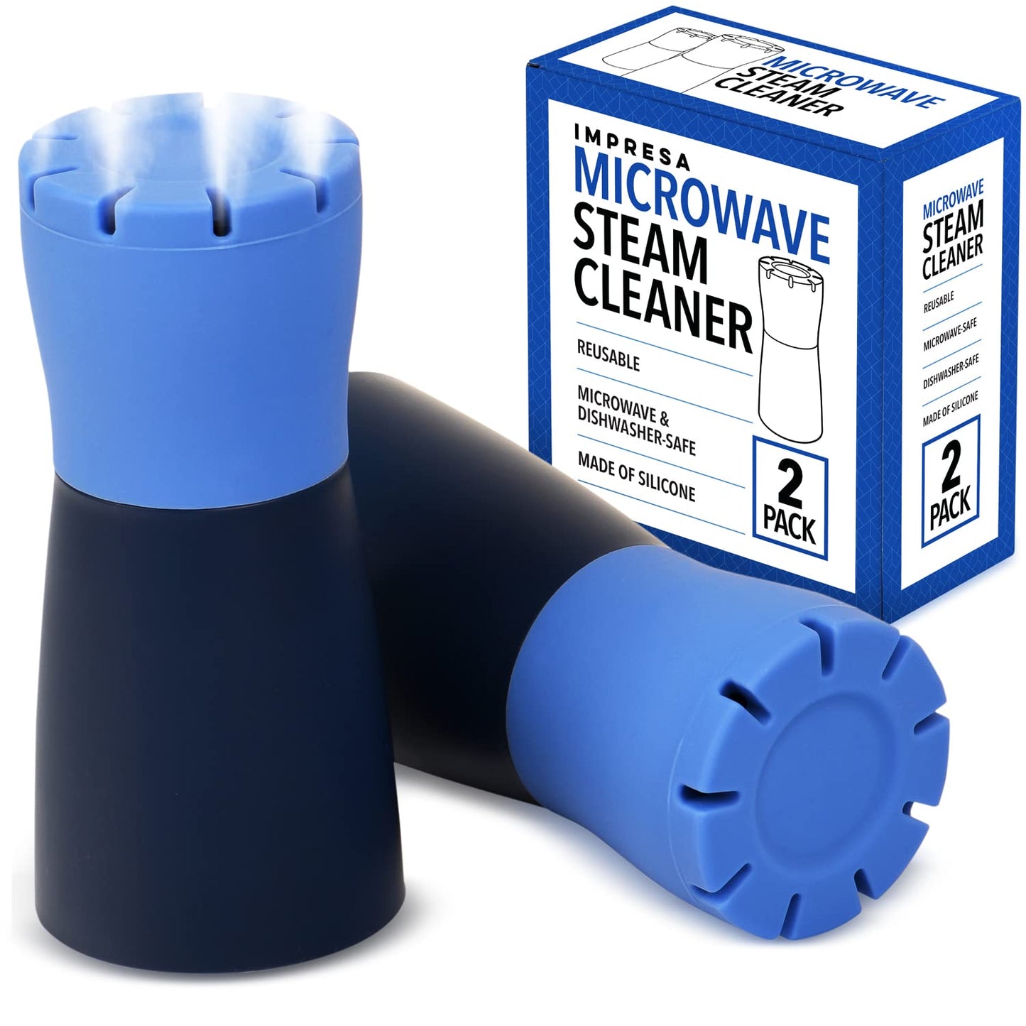IMPRESA 2 Pack Blue Microwave Steam Cleaner for Quick and Effortless Cleaning - Microwave Cleaning Device with Vinegar and Water for Grime and Odor