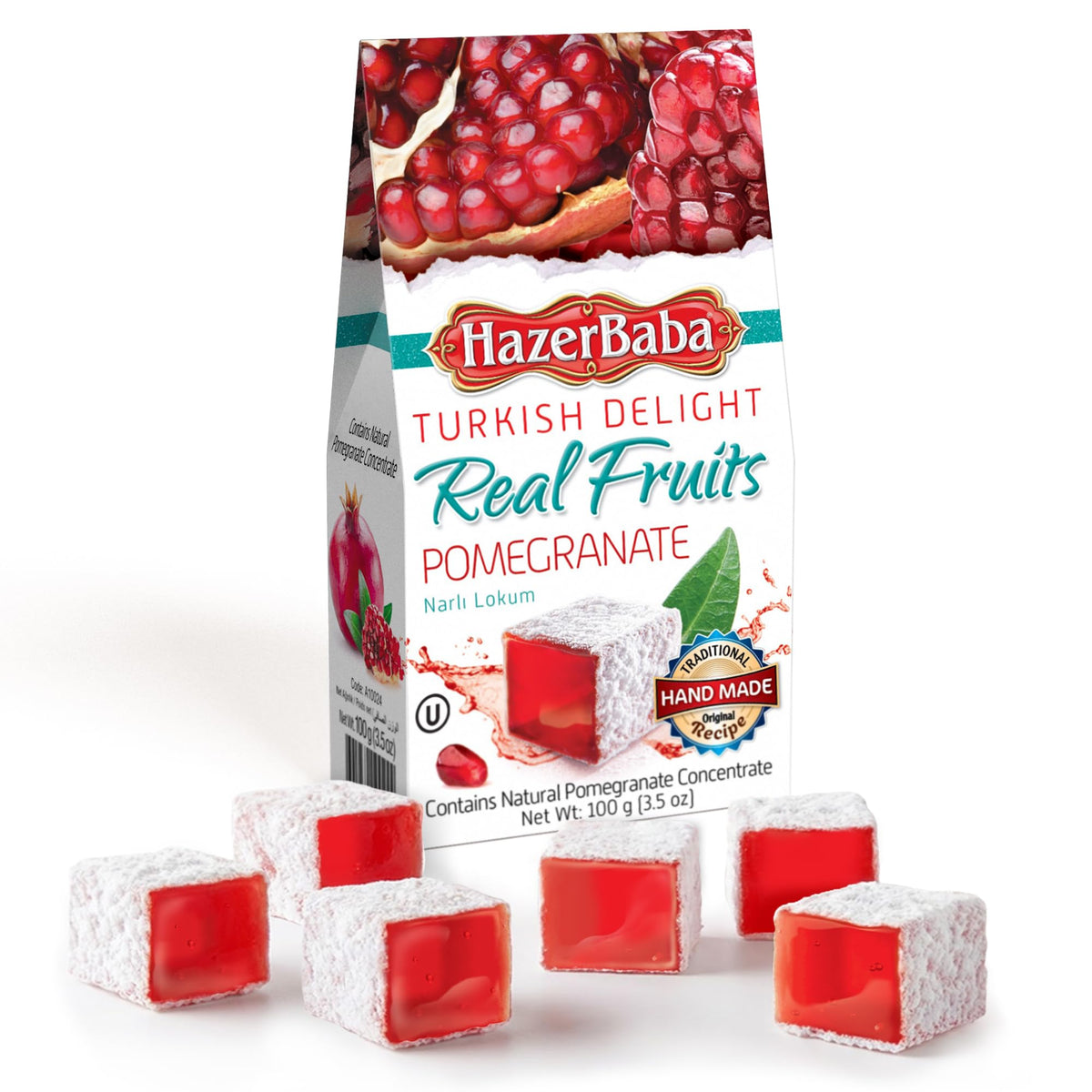 HazerBaba Turkish Delight Candy, Pomegranate Flavored, 3.5 Oz (Pack of 1)