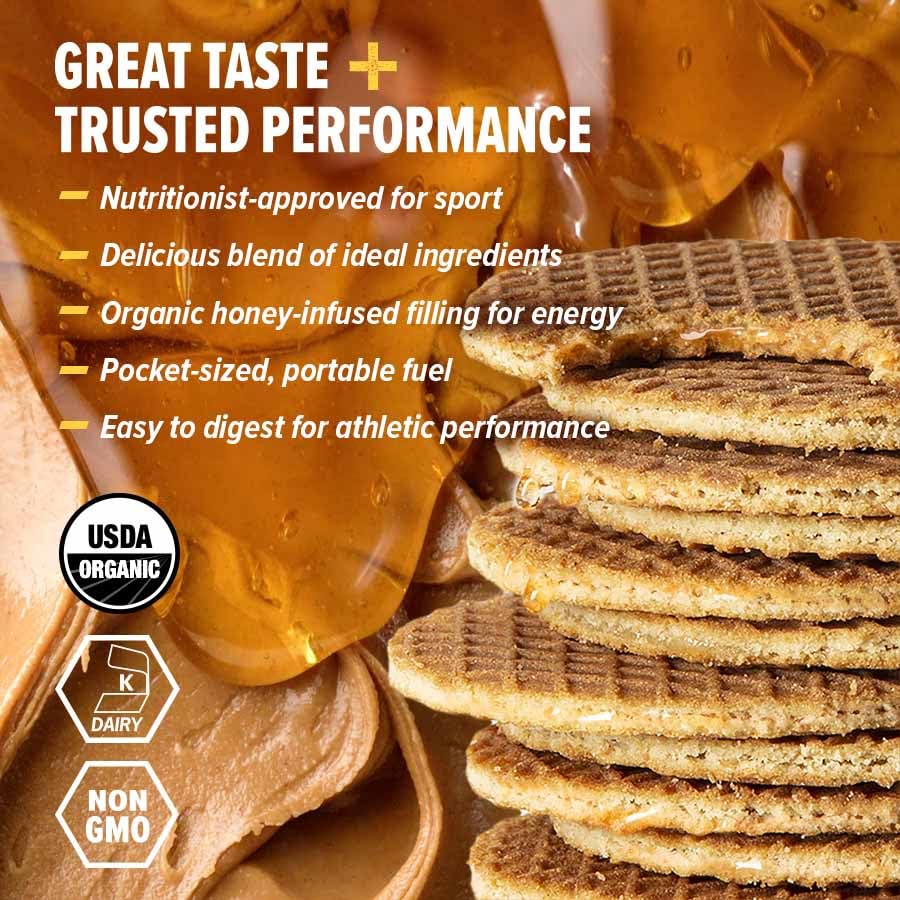 Honey Stinger Organic Peanut Butter Banana Waffle, Energy Stroopwafel for Exercise, Endurance & Performance, Sports Nutrition for Home & Gym, Pre