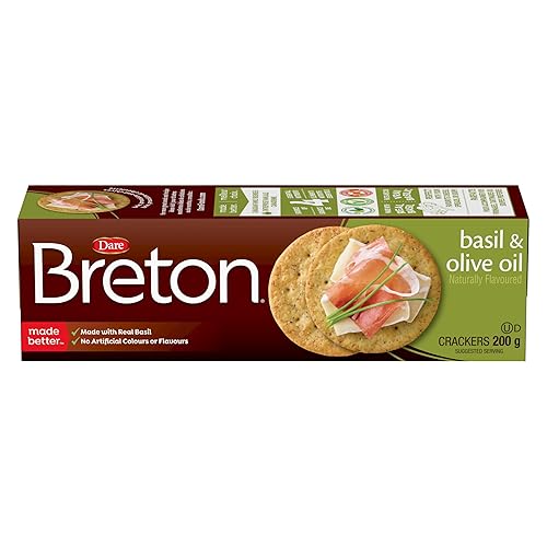 Breton Basil & Olive Oil - Light, Crispy, and Irresistible Crackers Made with Real Basil and Olive Oil 200g