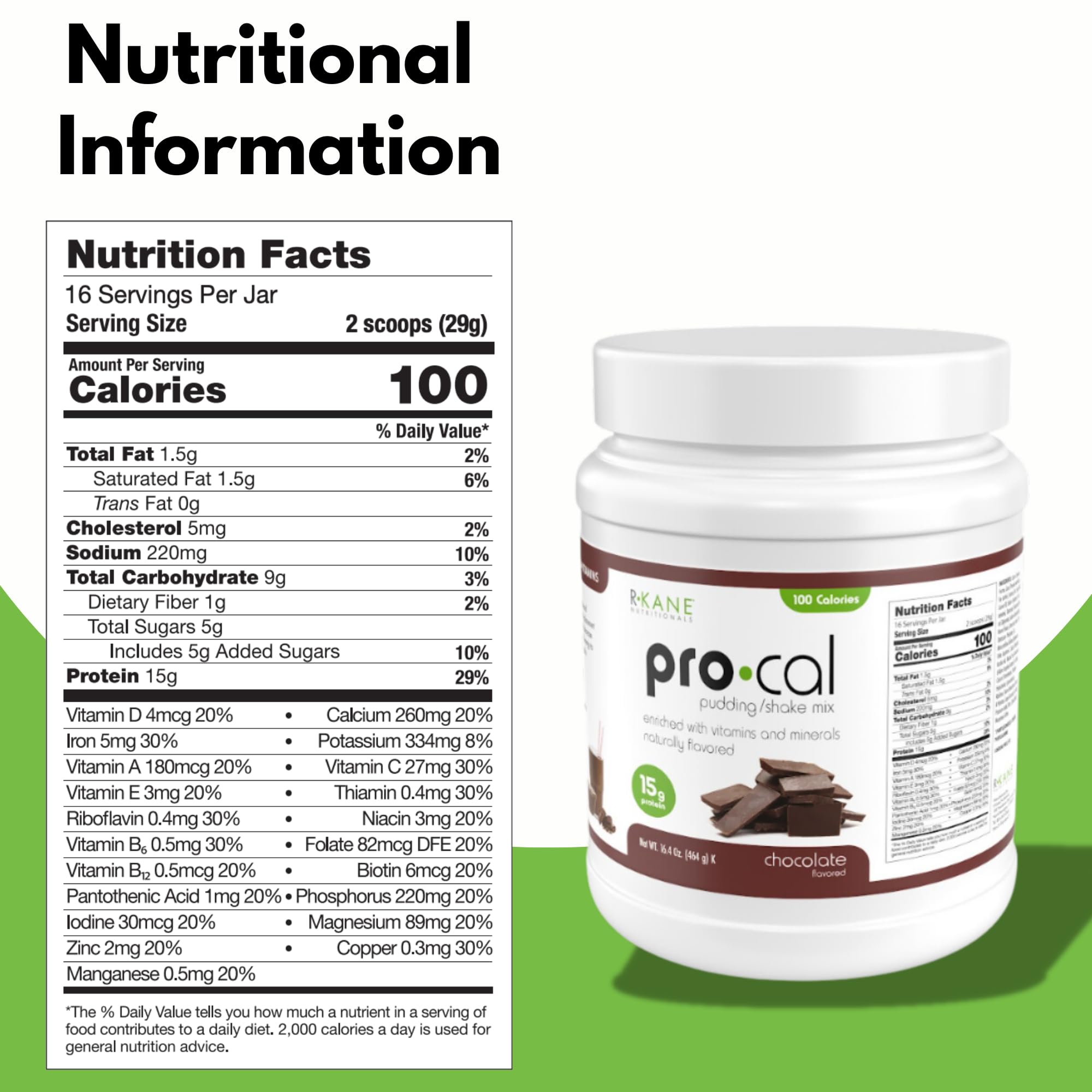 Pro-Cal Chocolate Meal Replacement Powder - High Protein, Low Calorie Shake & Pudding Mix - Low-Carb, Gluten Free - Breakfast Boost - Delicious & Easy