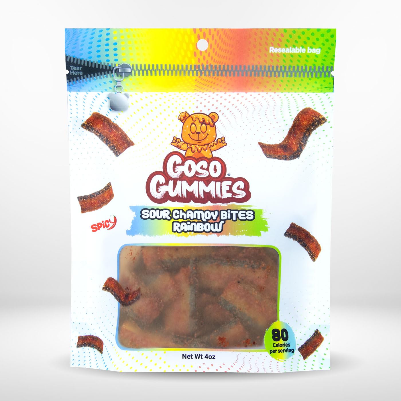 Goso Gummies Sour Rainbow Chamoy Belts 4oz Bag