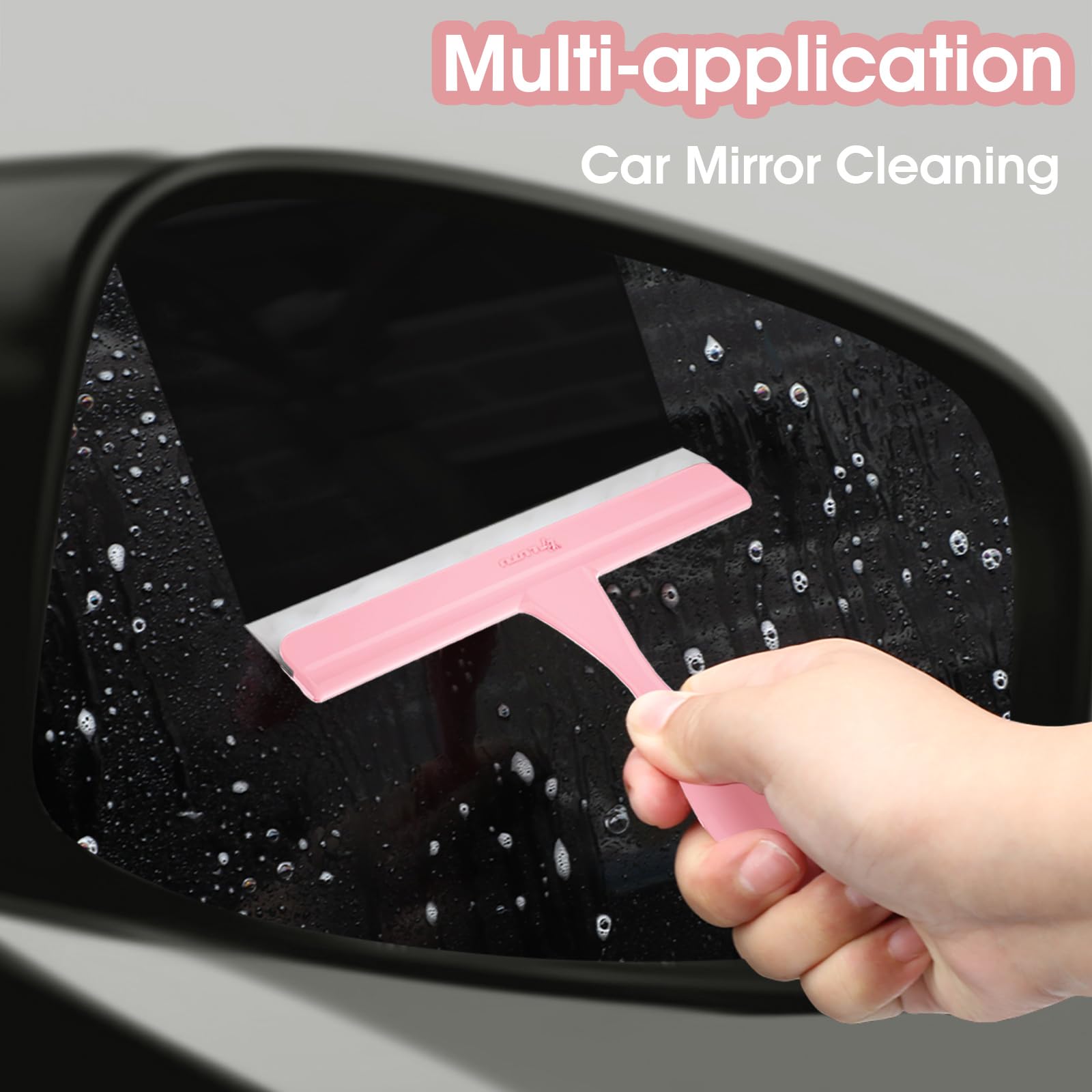 LTLUTU 5" Silicone Shower Squeegee for Glass Doors & Car Windows - Small & Mini Size Streak-Free Cleaner, Bathroom, Mirror, Tile Scraper - Compact
