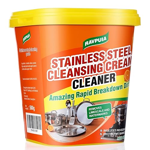STAINLESS STEEL CLEANER & POLISH - Heavy Duty Cleaning Paste for Stove, Oven, Pans, Cookware, Sink | All Purpose Multi-Purpose Household Cleaner |