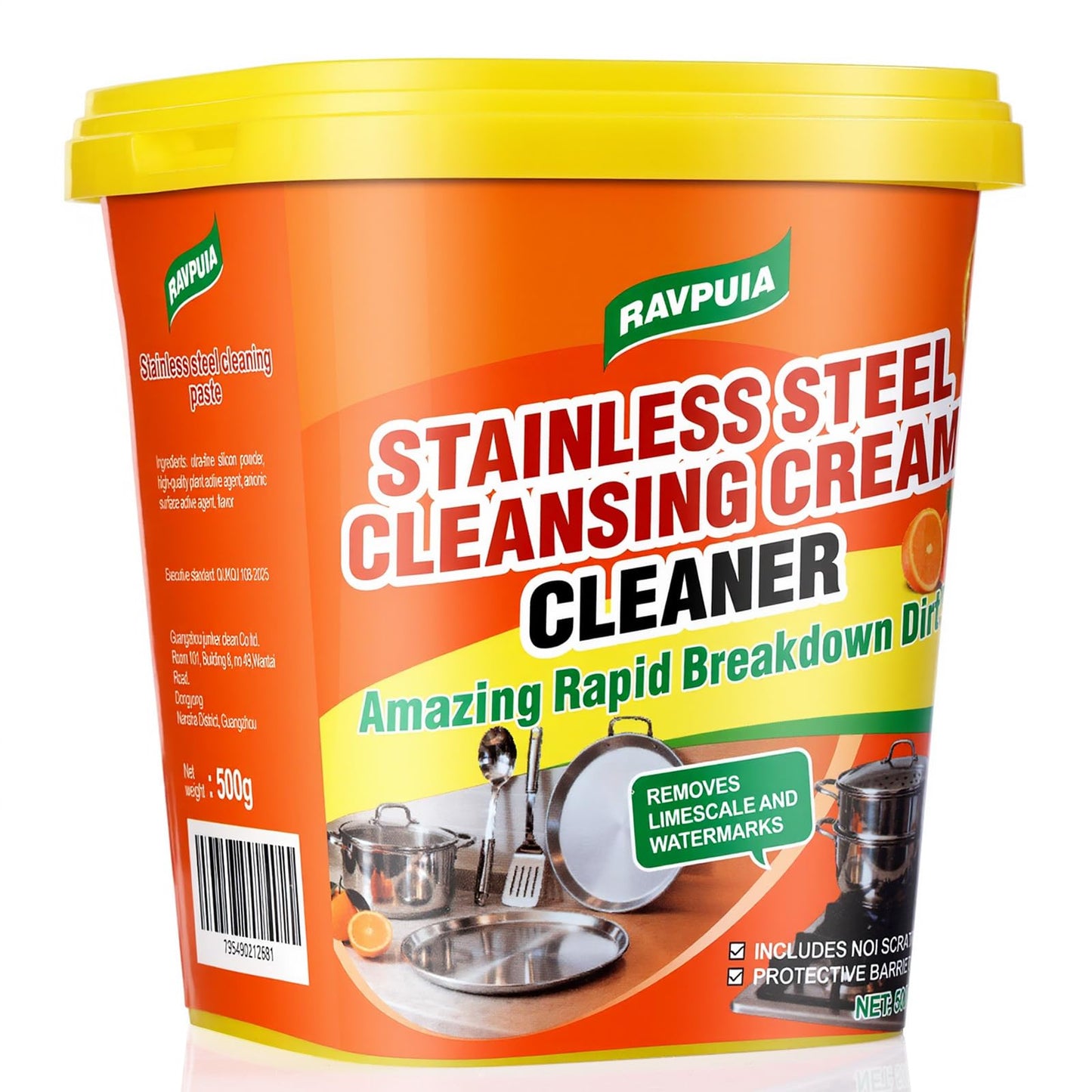 STAINLESS STEEL CLEANER & POLISH - Heavy Duty Cleaning Paste for Stove, Oven, Pans, Cookware, Sink | All Purpose Multi-Purpose Household Cleaner |