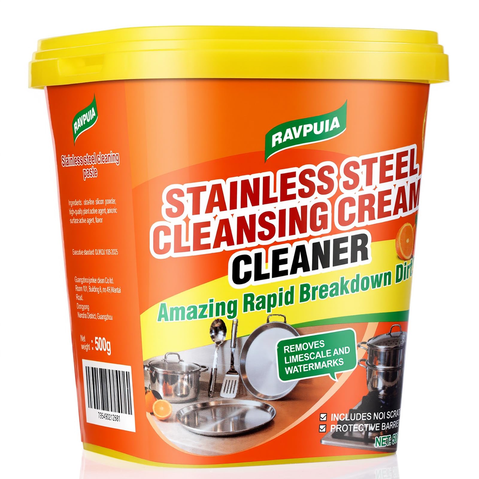 STAINLESS STEEL CLEANER & POLISH - Heavy Duty Cleaning Paste for Stove, Oven, Pans, Cookware, Sink | All Purpose Multi-Purpose Household Cleaner |