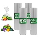 PARTY BARGAINS 20 x 12 Inch Clear Plastic Produce Bags on a Roll, 1400 Count - Food-Grade Polyethylene Grocery Bags for Fruits, Vegetables, Bread