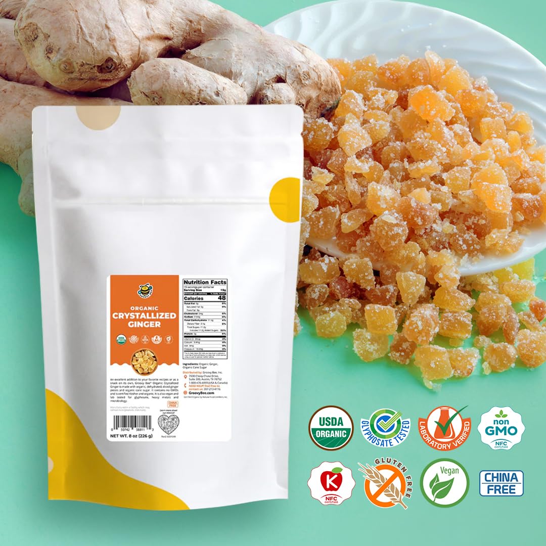 Groovy Bee® Organic Crystallized Ginger 8 oz (226 g)