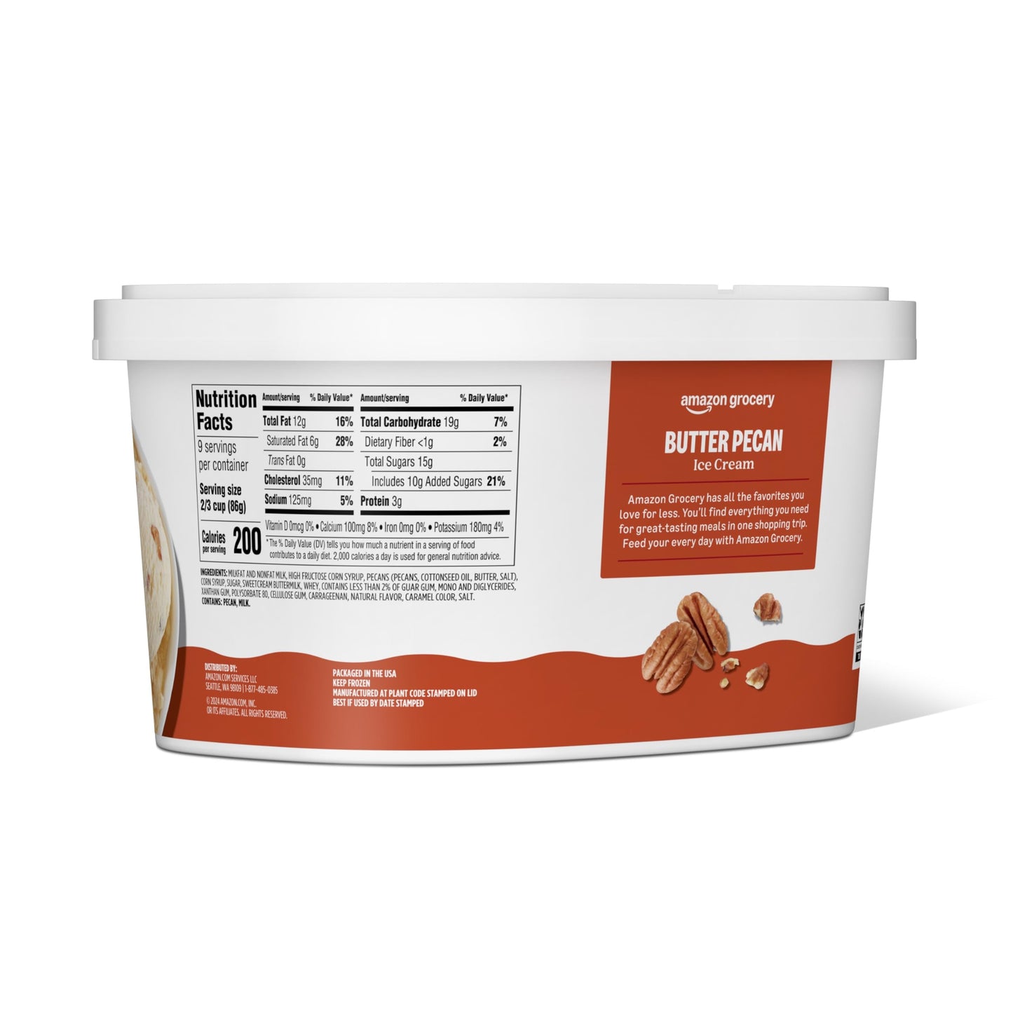 Amazon Grocery, Butter Pecan Ice Cream, 48 Fl Oz