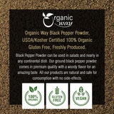 Organic Way Premium Black Pepper Powder (Black Tellicherry Peppercorn) - Adds Flavour & Aroma | Organic & Kosher Certified | Raw, Non GMO & Gluten