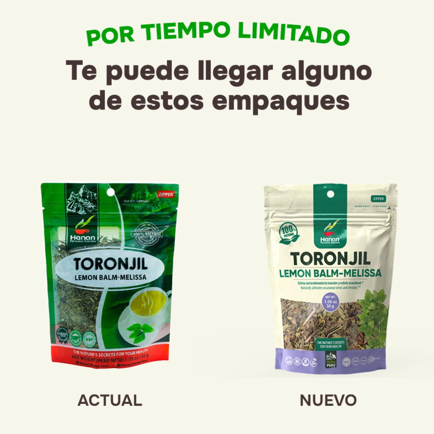 Hanan Peruvian Secrets Toronjil | 100% Natural Lemon Balm | 1.06oz / 30g |Naturally Helps Calm anxiety, Depression, and Insomnia | Promotes Good