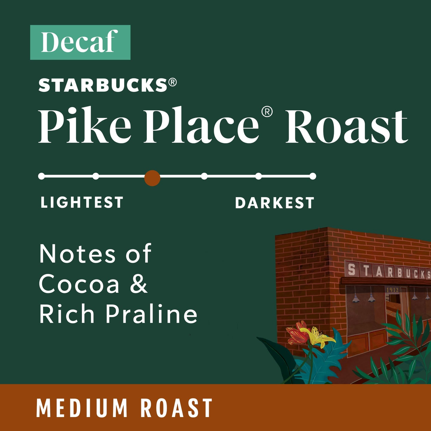 Starbucks Ground Coffee, Medium Roast Hot or Iced Coffee, Decaf Pike Place Roast, 12 oz