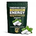 MR ROS Caffeine Gum - Energy Chewing Gum, 130 mg Caffeine per Piece, Fast Acting Energy & Focus, Sugar Free, Peppermint Flavor, 60 Pieces