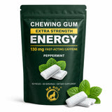 MR ROS Caffeine Gum - Energy Chewing Gum, 130 mg Caffeine per Piece, Fast Acting Energy & Focus, Sugar Free, Peppermint Flavor, 60 Pieces