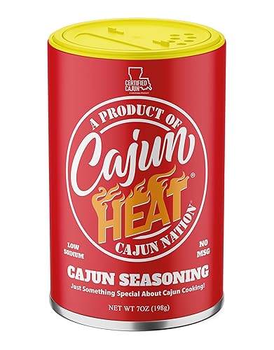 Cajun Nation Low Sodium Cajun Seasoning 7oz Can- Louisiana Certified Cajun- No MSG, Gluten Free- Spicy Cajun Heat Seasoning for Chicken, Seafood