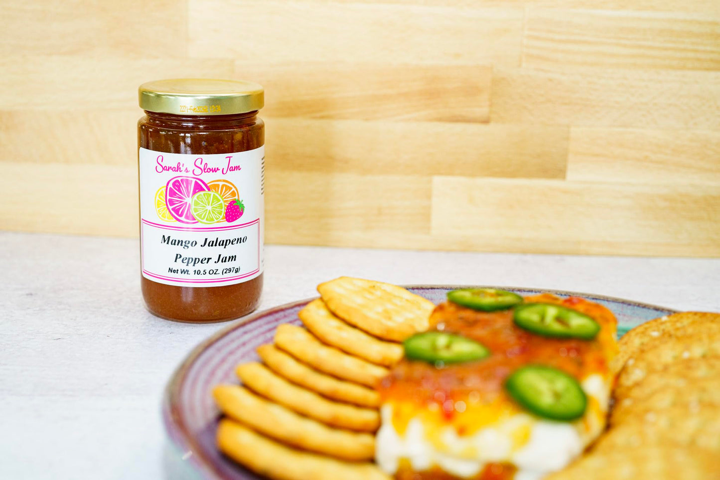 Mango Jalapeno Pepper Jam Taste the Tropics with our award-winning Mango Jalapeno Pepper Jam! No corn syrup. Vegan, plant based and delicious!