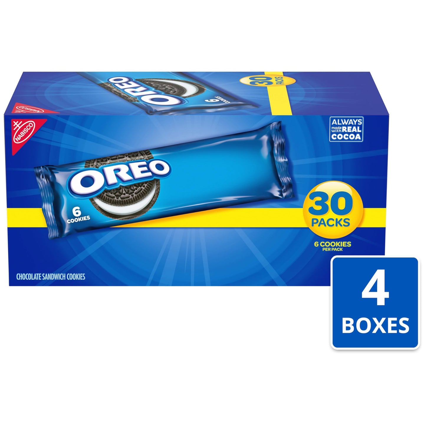 OREO Chocolate Sandwich Cookies, 120 Snack Packs (6 Cookies Per Pack, 4 Boxes)