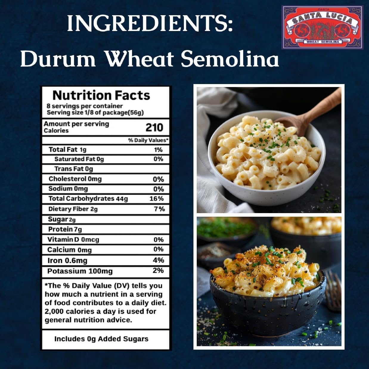 Pasta Santa Lucia Elbow Macaroni, Pack Of 10 (16 oz Each), Authentic Italian Mac & Cheese Noodles, 100% Durum Wheat Semolina for Casseroles & Soup