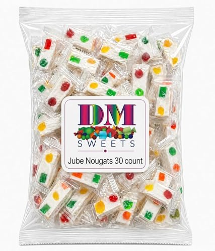 Jube Nougats Chewy Candy | 30 Pieces of Fruity Jelly Nougat Bites | Individually Wrapped Assorted Treats | Soft Colorful Snack Bag