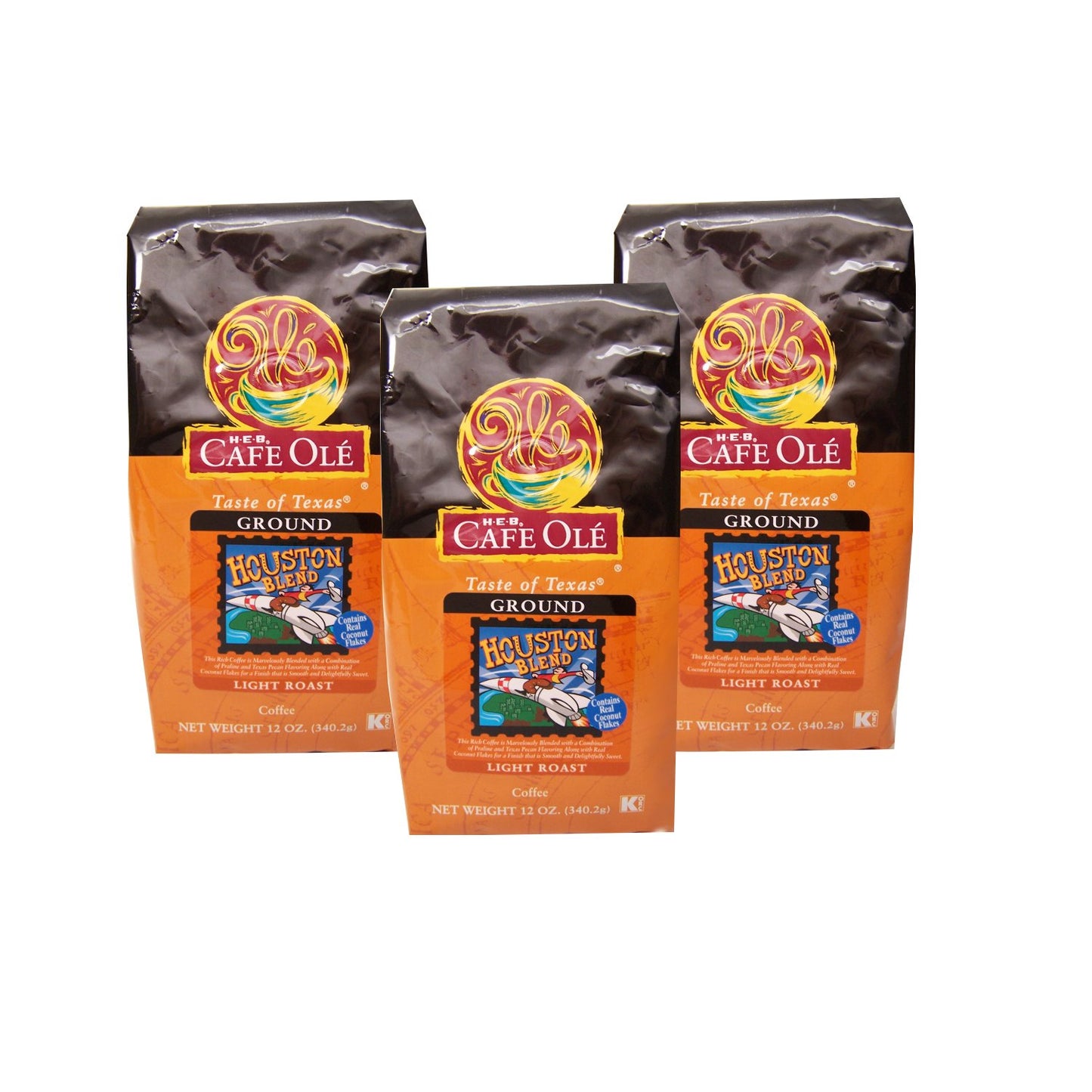 HEB Cafe Ole Ground Coffee 12 Oz Bag (Pack of 3) (Taste of Houston)
