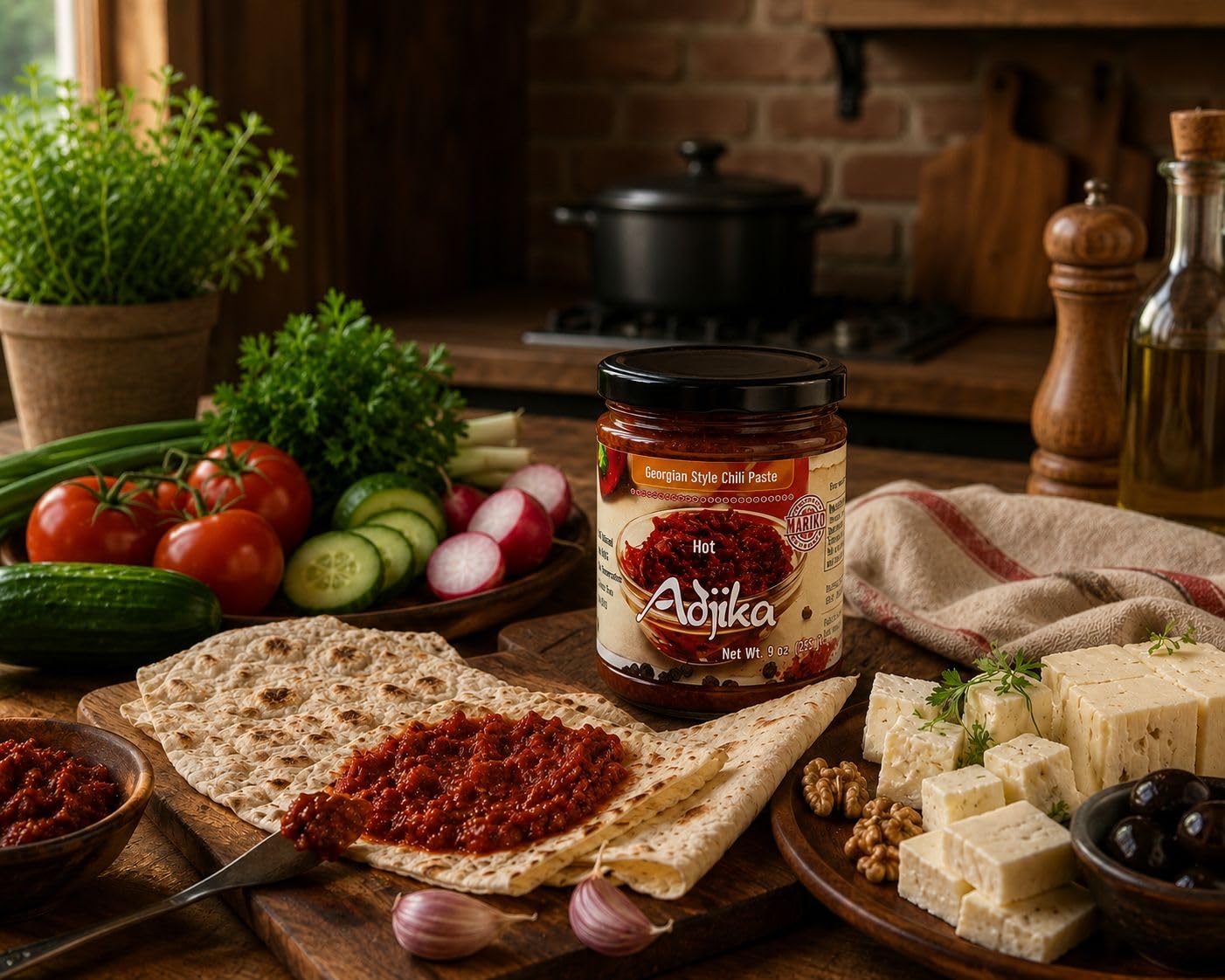 Adjika-Georgian Style Chili Paste (HOT) 1 Jar 9 OZ (255g)