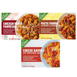 Miss Olive’s Italian Favorites Pack - Shelf-Stable Microwavable Ready Meals (3 Pack) - Pasta Fagioli, Cheese Ravioli & Chicken Pasta Parm - Fully