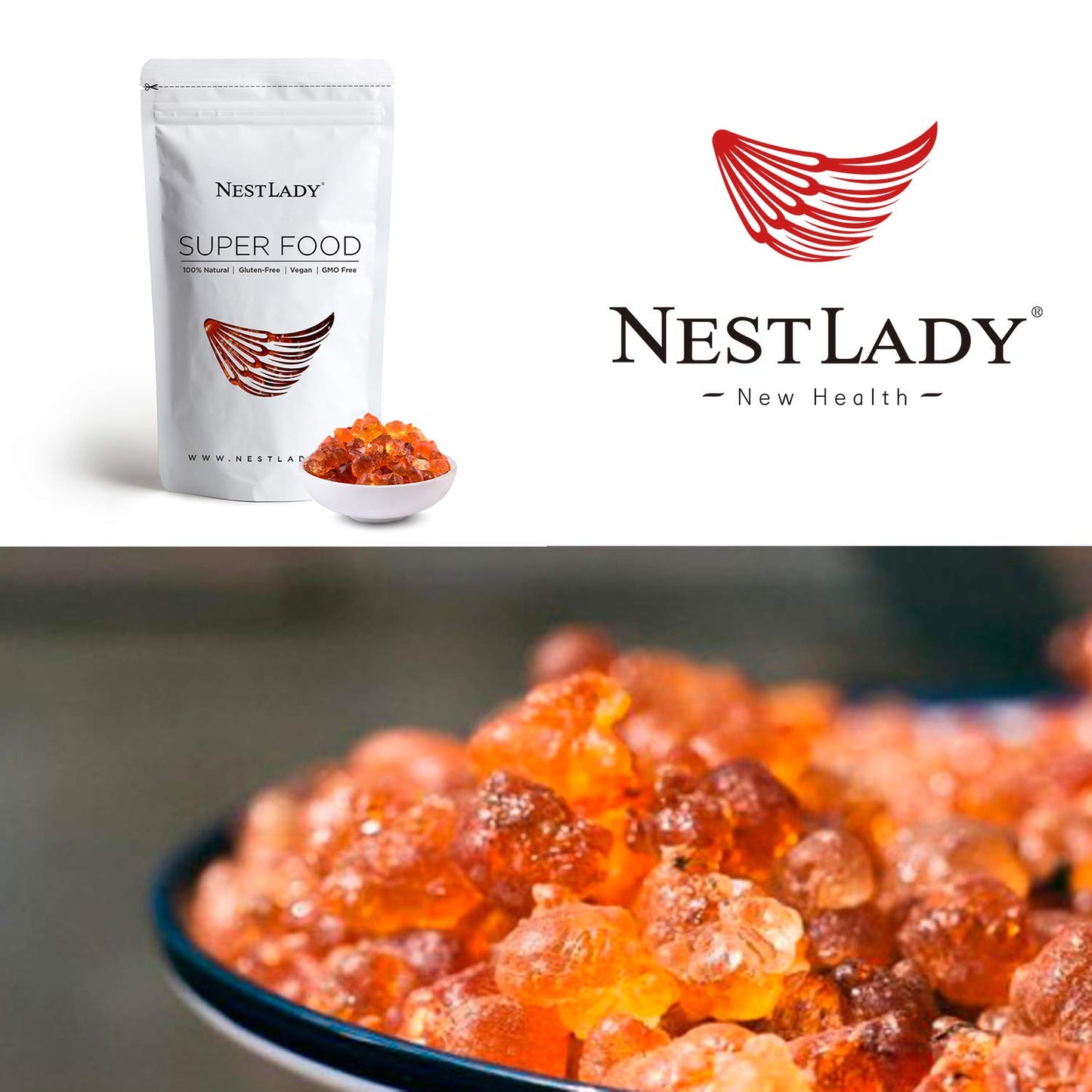 NESTLADY Natural Wild Peach Gum (??) - Edible Peach Blossom Tears, 100% Natural, Food Additives Free,????, Collagen-Boosting Resin for Skin & Health