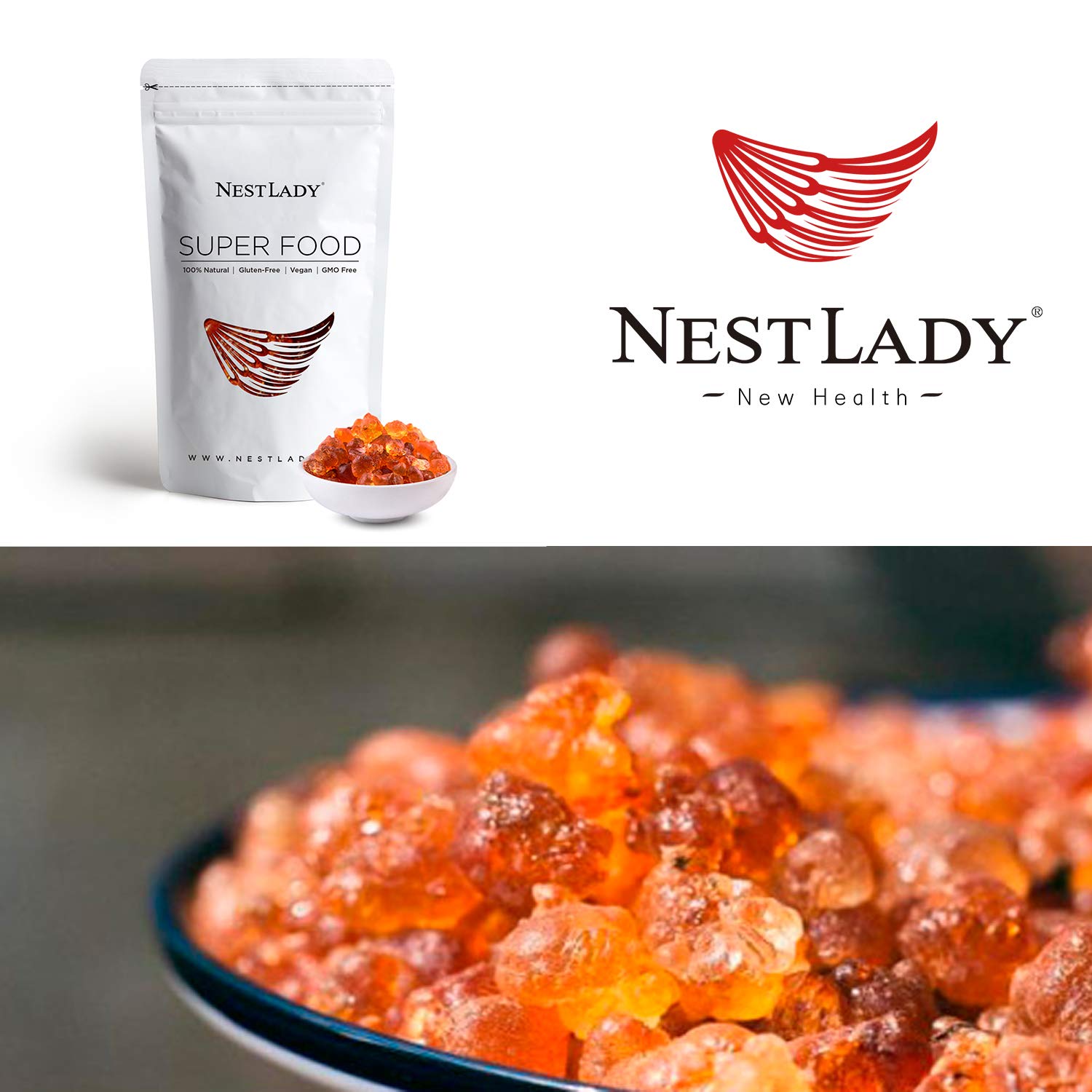 NESTLADY Natural Wild Peach Gum (??) - Edible Peach Blossom Tears, 100% Natural, Food Additives Free,????, Collagen-Boosting Resin for Skin & Health