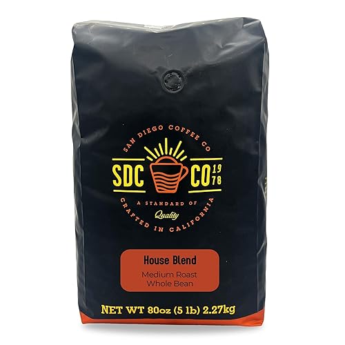 San Diego Coffee House Blend, Medium Roast, Whole Bean Coffee, 5-Pound Bag Café en grano tostado