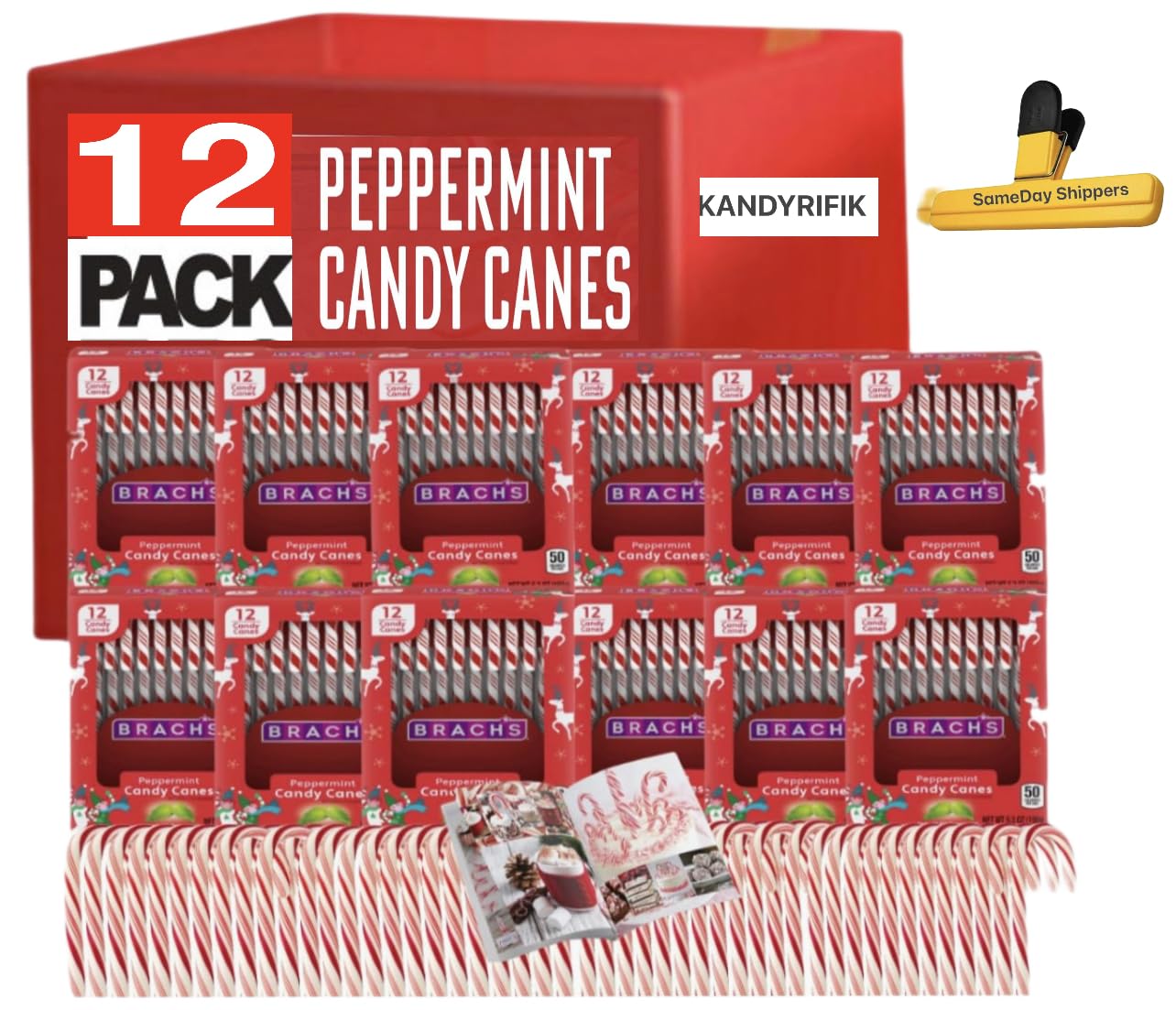 CANDY CANES (144 COUNT) -12 PACK, Peppermint Candy Canes, Individually Wrapped Bulk Candy Canes, Christmas Candy, Stocking Stuffers for Kids, Holiday