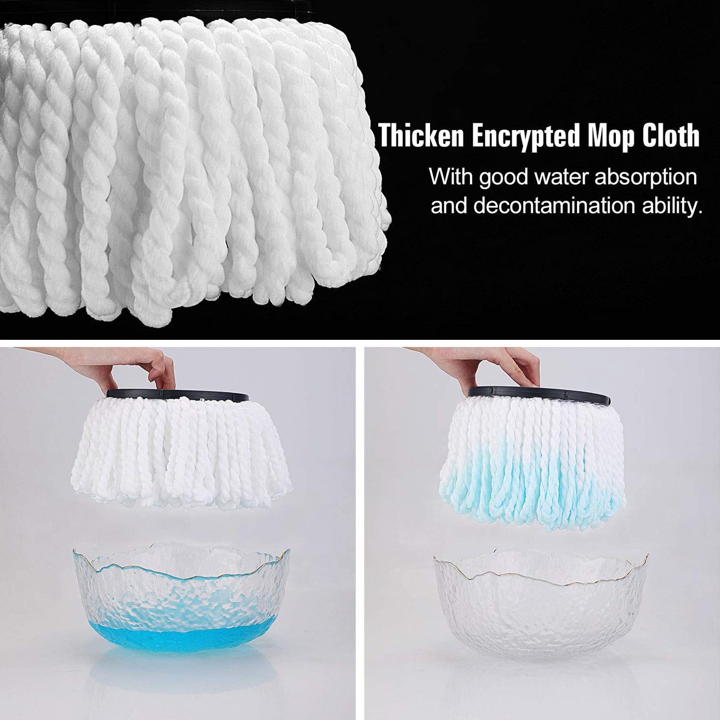 3 Pack Mop Replacement Heads for CLEANHOME Spin Mop, Microfiber Spin Mop Refills Round Shape
