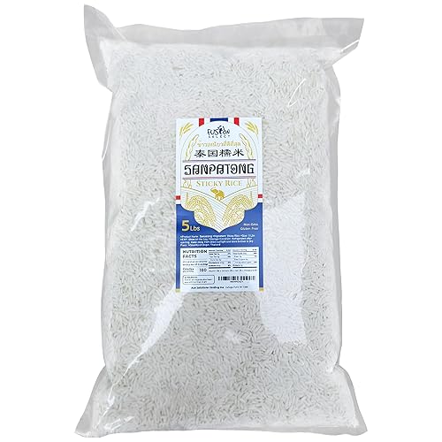 Fusion Select Sanpatong Thai Sticky Rice - Authentic Glutinous Khao Niao Sweet Rice from Thailand - Uncooked Bulk Rice Bag for Making Dessert, Roasted Pork Dishes, Asian Food - Zero GMO or Gluten