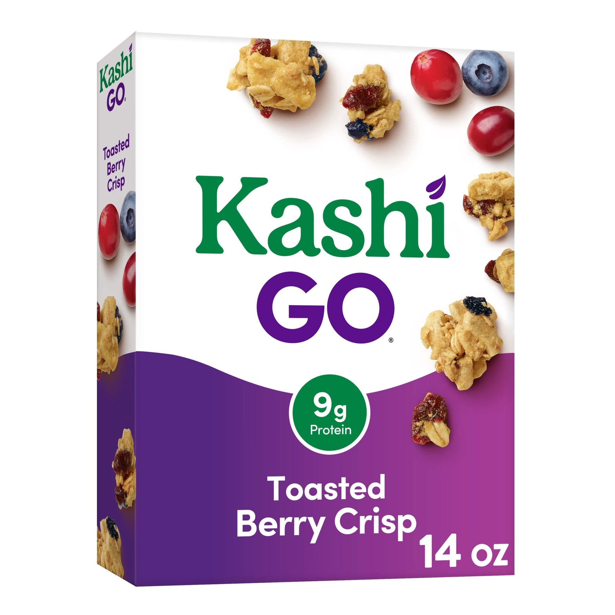 Kashi GO Breakfast Cereal, Vegan Protein, Fiber Cereal, Toasted Berry Crisp, 14oz Box (1 Box)